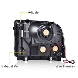 CHEDA Clear lens Black Housing Clear Reflector LED DRL Headlight Compatible With Ford F250 F350 F450 F550 Super Duty 2005 2006 2007/Fit Excursion 2005 Headlamp Assembly Faros Conjunto De Faros