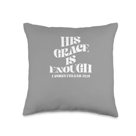 Retro Groovy Faith 1 Corinthians 12 9 His Grace Is Enough Ch Throw Pillow