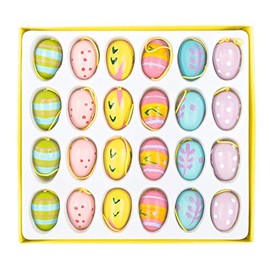 Wooden Eggs for Hanging, 24 Pieces, Approx. 2.5 cm Tall, Assorted Colours Customisable