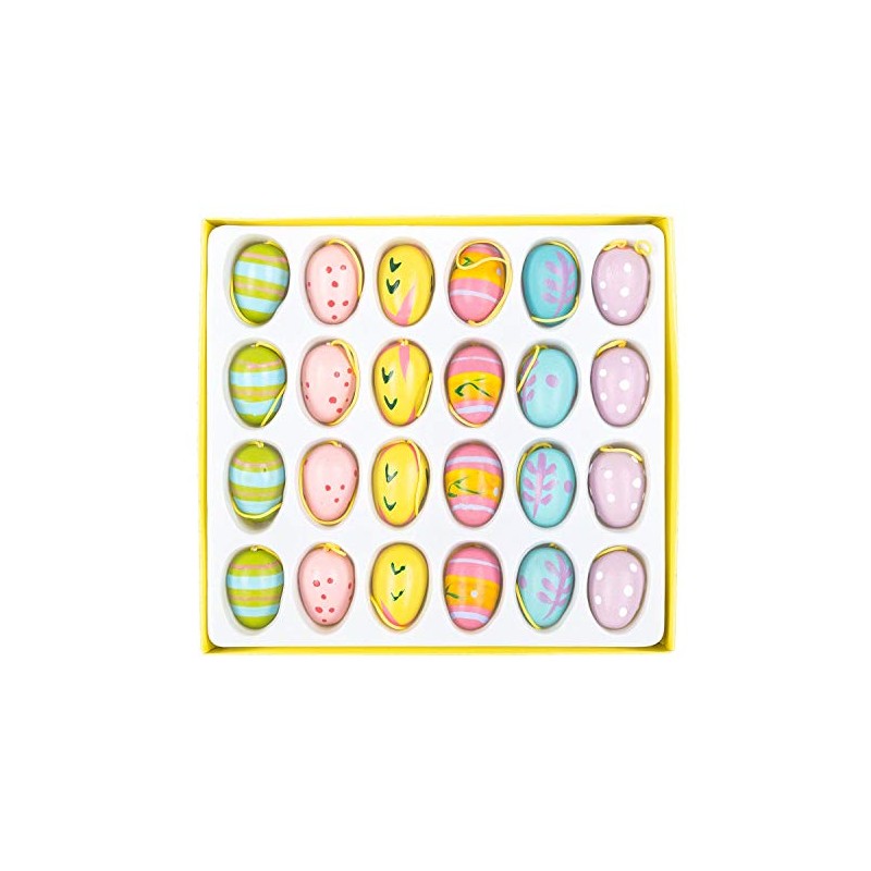 Wooden Eggs for Hanging, 24 Pieces, Approx. 2.5 cm Tall,