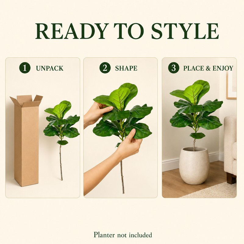 Artificial Ficus Tree Branch, 27.55 in Fake Green Plant Decor
