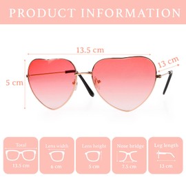 MEJOSER Heart Glasses Pink Heart Glasses Lillet Hippie Party Glasses 60s 70s 80s Accessories Pink Women Men for Carnival JGA Summer Hawaii Birthday 70s 80s Gift (Pink)