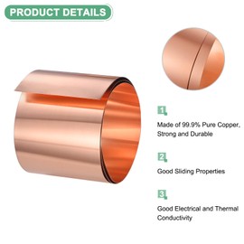 M METERXITY Copper Sheet Roll, 39"x 3.9"x 0.012"(LxWxT) Copper Foil Sheet Roll, Pure Copper Strip for House Repair/DIY Projects/Electrical/Crafts/Roofing Flashing Roll