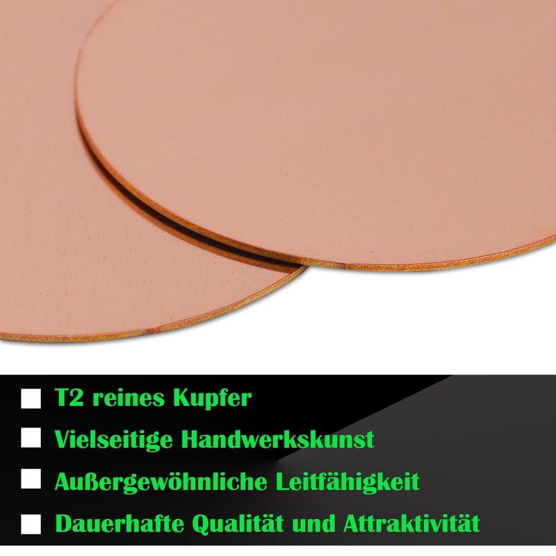 Uxney Round Copper Plate, 100 mm Diameter, 2 mm Thick