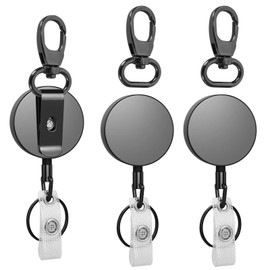 3 Stücke Hochleistungs Ausweishalter mit 65 cm Stahldrahtseil, Multifunktions Schlüsselanhänger Ausziehbar Stahlseil, Ausweishalter Ausziehbar mit Gürtelclip, Ausziehbarer Schlüsselanhänger