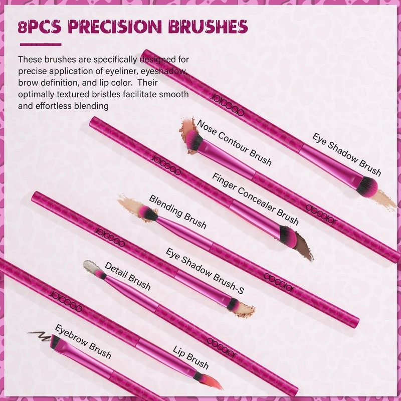 docolor Makeup Brushes 12PCS Pink Leopard Makeup Brush Set Premium