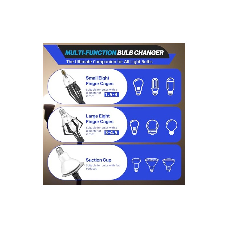 26FT Reach Light Bulb Changer for High Ceilings with Telescopic