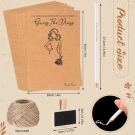 Sinload 50 Set Guess the Dress Bridal Shower Games for Guest Bridal Game Include Wedding Shower Card Water Soluble Pencil Fun Wooden Clip String Rope Wedding Party Supplies Game Idea