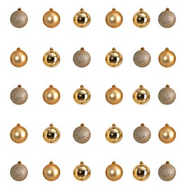 Nearly Natural Holiday Christmas 30 Count 2.5in. Shatterproof Ornament Set with Re-Useable Storage Container