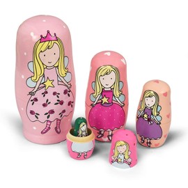 HYCLES Russian Matryoshka for Children Pack of 5 - Animals Dogs Matryoshka Wooden Toy from 3 Years Gift (Angel)