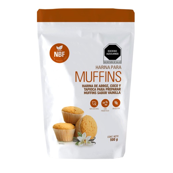 Harina Para Muffins (Vainilla) Sin Gluten 500g NBF, vegana, sin gluten, sustituto de harina para postres ideal para celiacos.…