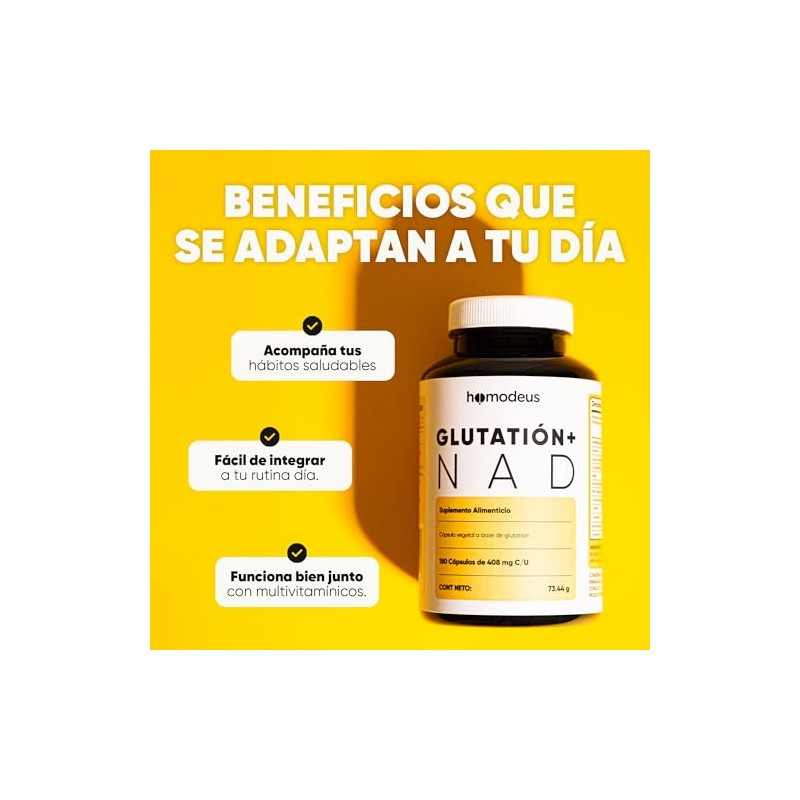 Antioxidante Glutatión NAD+ 180 Cápsulas con NAC y CoQ10 Homodeus