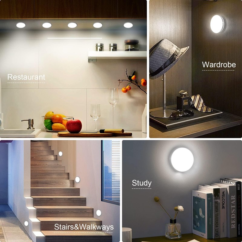 Electight Upgraded Motion Sensor Light, 8 LEDs, 3 Pack Rechargeable,