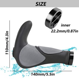 Bicycle Grip, Horns Bicycle Handlebar, Bicycle Grips Non-Slip, Grips Suitable for E-Bike, MTB Grips Non-Slip Soft, Bicycle Handlebar Grip Ergonomic, Non-Slip Bicycle Handlebar Grip (Black)