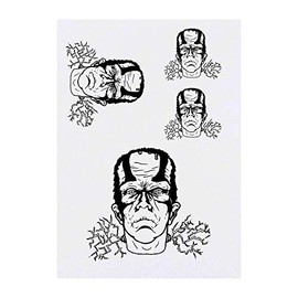 4 x 'Frankenstein's Monster' Temporary Tattoos - Water Resistant, Skin-Safe, Non-Toxic Transfers, Mixed Sizes (TO00008505)