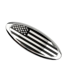Hugwits 9 Inch Front Grille American Flag Emblem, Aluminum Oval Rear Tailgate Emblem, Compatible with Ford 04-14 F150, 05-07 F250 F350, 11-16 Explorer,11-14 Edge, 06-11 Ranger (Silver)
