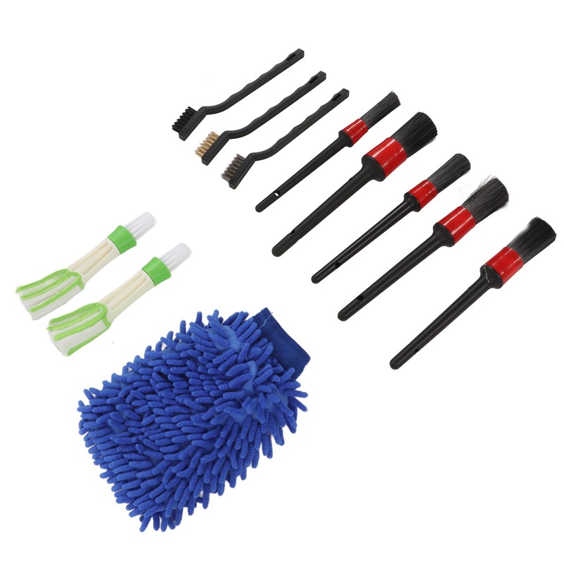 11PCS Car Cleaning Detailing Brush Set Interior Exterior Plastic for