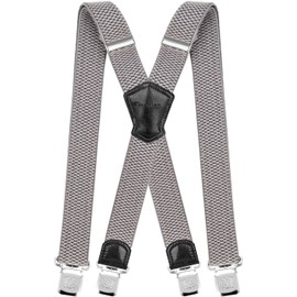 Decalen Mens Braces with Very Strong Metal Clips Wide 4 cm 1.5 inch Heavy Duty Suspenders One Size Fits All Men and Women Adjustable and Elastic X Form (Light Silver)