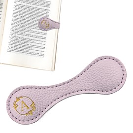 Estivaux Leather Magnetic Bookmarks for Women Men, Capital Letters Bookmark Monogram Book Marker Clip with Gold Initials Purple Leather Bookmark Charm for Book Lover Readers (Letter A)