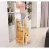 ybaymy 3 in 1 Wooden Library Ladder 4 Step Foot