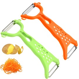 SINZONeu Double Head Peeler Stainless Steel - 2-in-1 Vegetable Peeler & Julienne Slicer | Non-Slip Handle