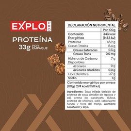 EXPLO PRO Bites Proteína Moka Sin Azúcar | 35g Proteína Vegetal | Con Café Real | 80g | Low Carb | Snack Proteico Post-Entrenamiento