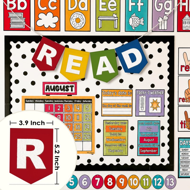 Wheatwin Classroom Reading Nook Decor, Read Sign Felt Pennant Flag