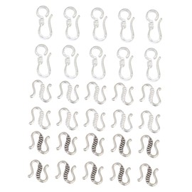 LALAFINA 80pcs S-Hook Clasps Silver Plating Jewelry Accessories for Bracelet and Necklace Making Assorted Styles for Creative Designs