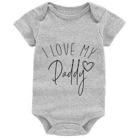 Kreleurs I Love My Daddy Baby Bodysuit Short Sleeve Newborn Outfits Baby Romper Infant One Piece, H07-grey, 0-3 Months