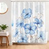 BREASOME Blue Watercolor Floral Shower Curatin Modern Artistic Flower Ink