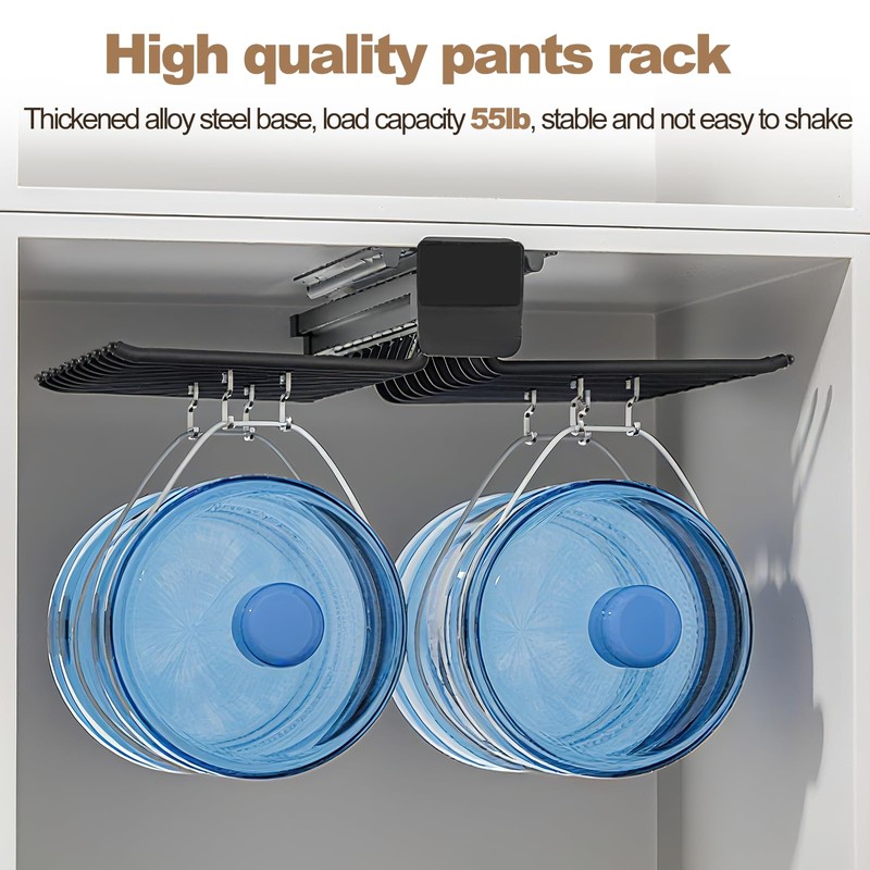YJINGRUI Pull Out Pants Rack, 20 Arms Double Row Steel