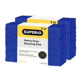 Scouring Pad Non-Scratching Scrubber Non-Scratch Cleaning Scrub Pads, Heavy Duty Scouring Pad, Reusable Kitchen Scrubbing Pad Pack of 6, Blue, by Superio…