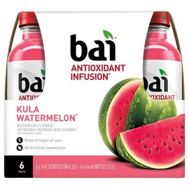 Bai Flavored Water, Kula Watermelon, Antioxidant Infused Drinks, 14 Fluid Ounce Bottle, 6 count