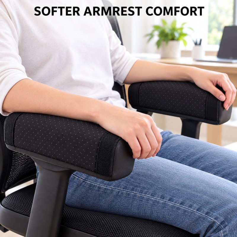 2-Piece Lambswool Armrest Cushion Covers for Office Chairs, Wheelchairs and