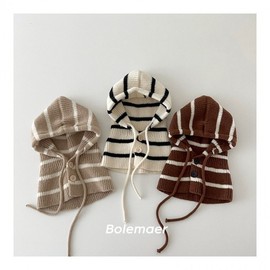 Kids Balaclava - Integrated Hat & Scarf - Fall/Winter Striped LF2405 One Size / Kids Black 3ea