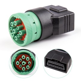 FENNICA Type 2 Green 9pin J1939 Male to OBD2 Female Adapter J1939 - J1962 9pin-16pin Adapter