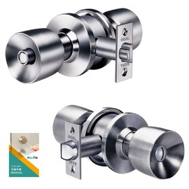 GOAL ULW-4E Door Knob, Bathroom Lock, Unilock, Cylindrical Lock, Replacement, Toilet, Bath, Simple Key Included, Backset, 2.4 inches (60 mm), Door Thickness: 1.1 - 1.5 inches (27 - 37 mm), Replacement