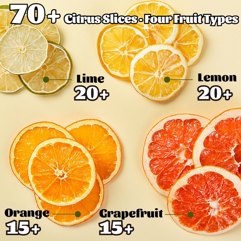 70+ Mixed Dried Citrus Slices – 4 Varieties of Dehydrated