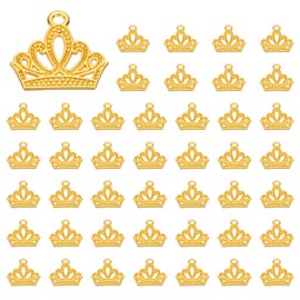 PATIKIL Crown Charm, 50 Pcs Alloy Vintage King Crown Pendant for DIY Crafts, Gold Tone, 0.67 x 0.7 Inch