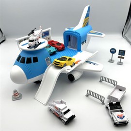 Teamsterz Metro City Aeroplane Transporter | Transport Cargo Airplane Car Toy Play Set | 16 Accessories Included Toy Cars, Toy Helicopter | Cars Storage And Ramp | 3+