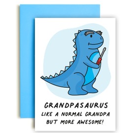 Huxters Dinosaur Birthday Card for Grandpa Grandpasaurus - A5 Happy Birthday Card with Unique Illustration and Cute Grandpa – Fathers day Card – Grandpa Card (Grandpasaurus)