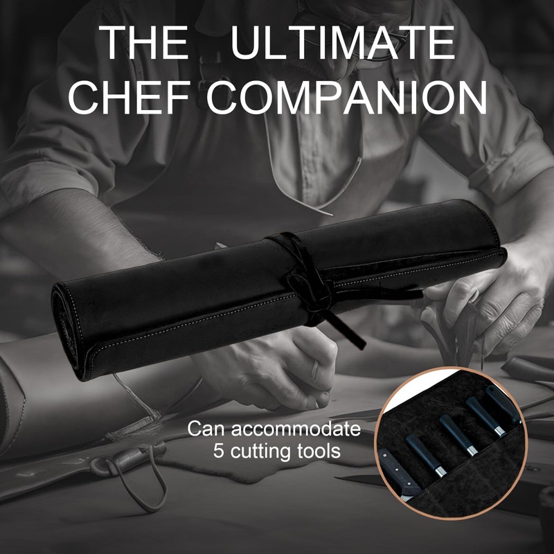 Genuine Leather Knife Roll, Knife Bags for Chefs Professional, Small