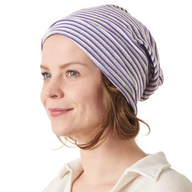 CHARM Organic Cotton Slouchy Beanie - Womens Chemo Hat Japanese Mens Hipster Cap Purple Border
