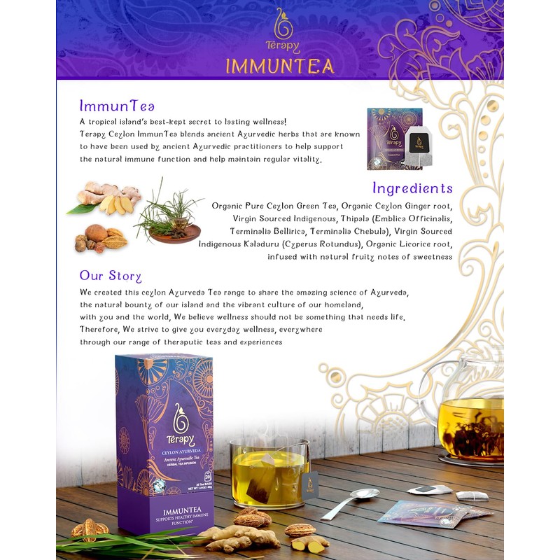 Térapy Ceylon ImmunTea Ayurvedic Tea | All Natural Herbal Ingredients