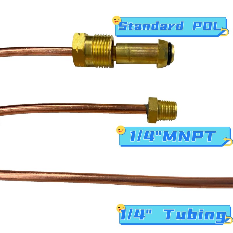 MCAMPAS 15 Inch Propane Regulator Copper Pigtail POL x 1/4"NPT