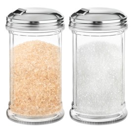 OCS Parts 5.75-Inch Retro Glass Sugar Pourers | Set of 2 | 12 Ounce Pourers for Sugars, Spices, and Rubs