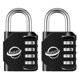 SISAV 2 Pack 4 Digit Padlock School Gym Sports Locker Fence Tool Box Gate Suitcase Storage Black