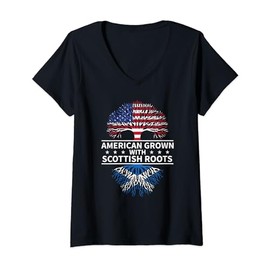 Womens American Grown Scottish Roots Scotland Gift V-Neck T-Shirt