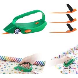 2-Pack Gift Wrap Cutter with 3 Replaceable Blades | New Wrapping Paper Cutter with Wheels | Birthday and Christmas Wrapping Paper Cutter Slider for Home, Office or Classroom (Black & Red) - Color: green