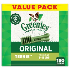 Greenies Veterinarian-Recommended Natural Dental Dog Treats Teenie Size, Original Flavor, 36 oz. Pack, 130 Count